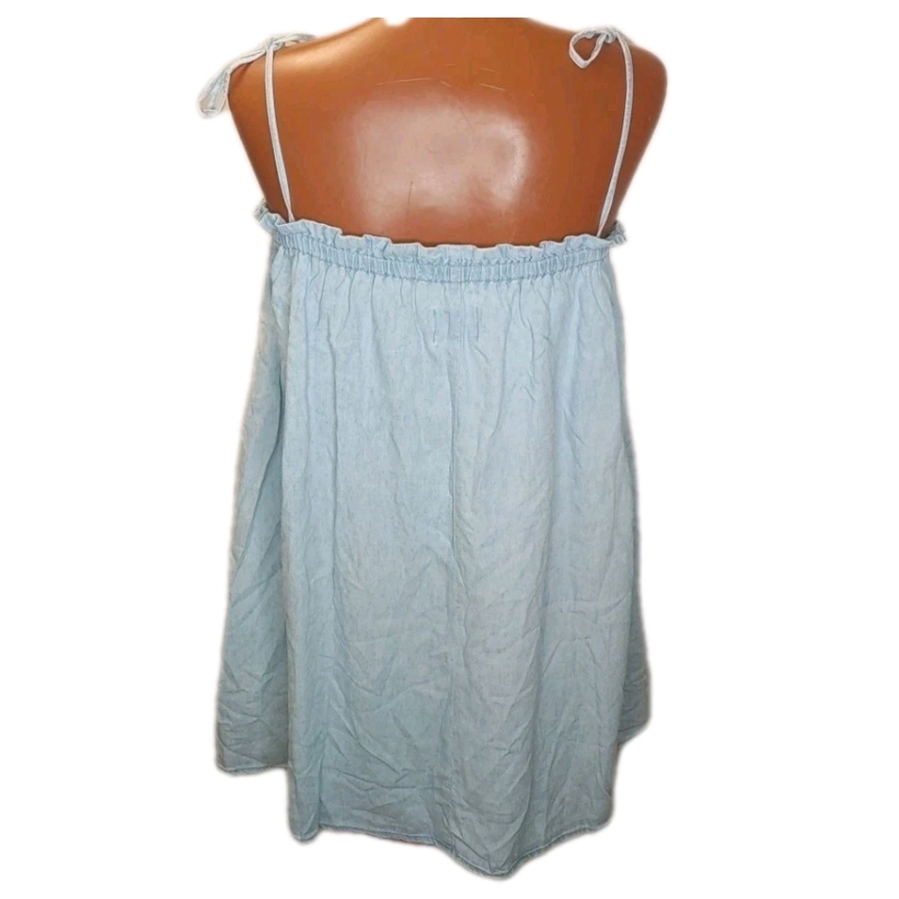 Show Me Your MuMu Angel Mini Tunic Dress Sz Med Blue Linen Chambray Coastal Nwt - Picture 7 of 14